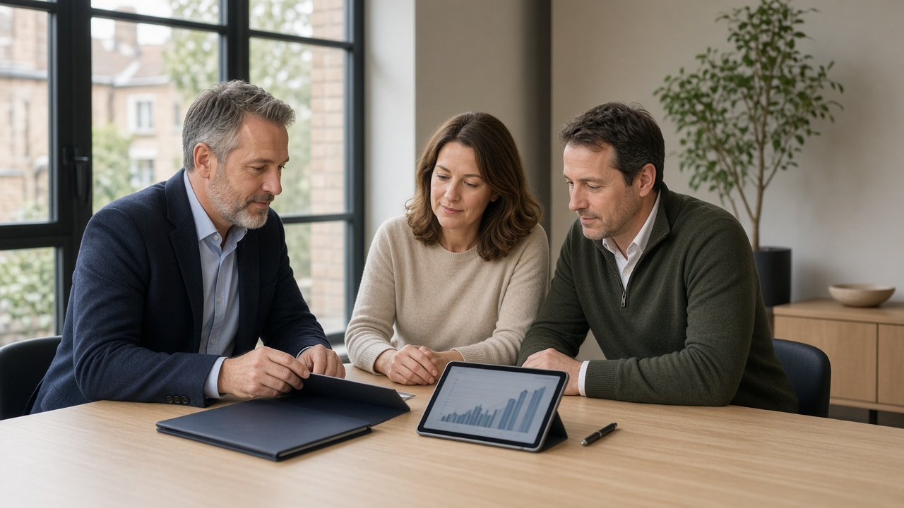 Tax and wealth advisory Adviser meeting a couple to review their tax and wealth position